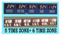5 Time Zone Digital Clock, 6 Time Zone Digital Clock