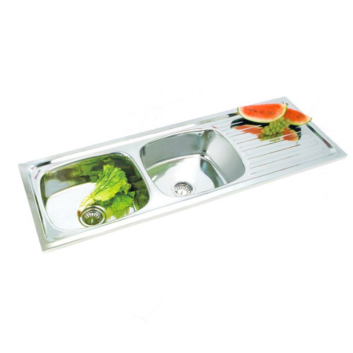 Stainless Steel Double Bowl Drainboard Sink