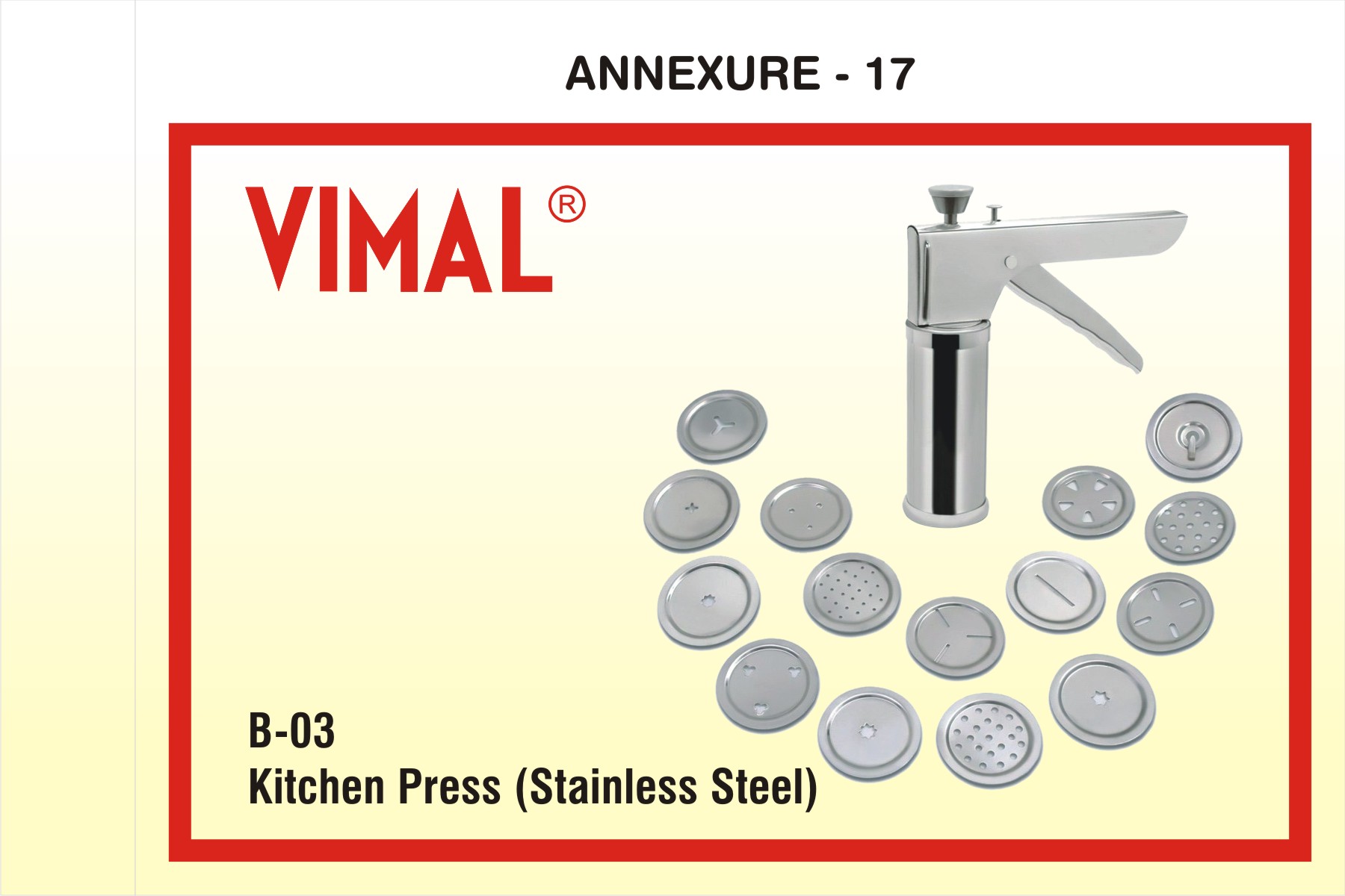 VIMAL Stainless Steel Kitchen Press