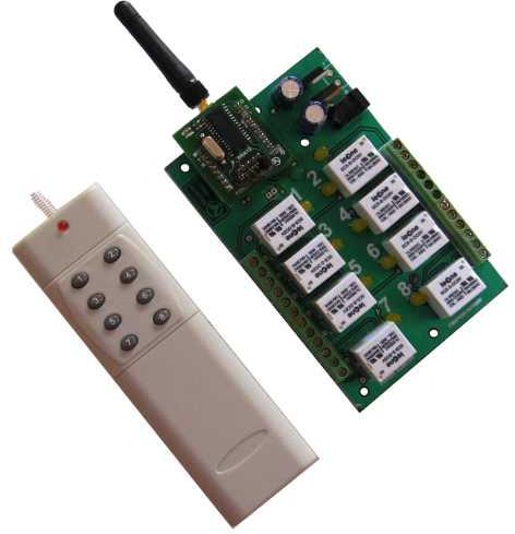 Wireless RF Remote Relay 8 port system at 433/865/915MHz