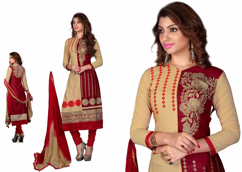 Beige Red Beautiful Salwar Suit