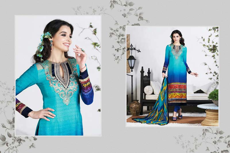 Blue Multi Fancy Salwar Suit