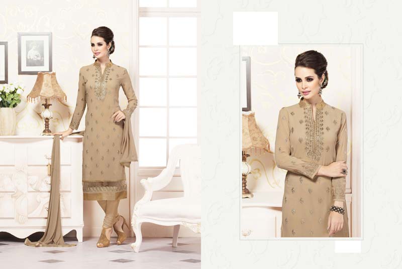 Dark Cream Beautiful Salwar Suit