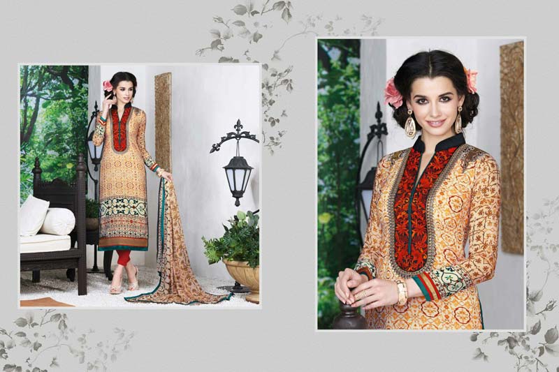 Red Beige Fancy Salwar Suit