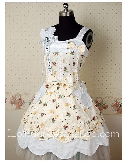 Beige Cotton Sweetheart Lolita dress