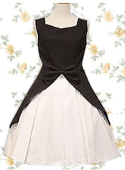 Cotton Square Sleeveless Knee-length Pleats Classic Lolita Dress