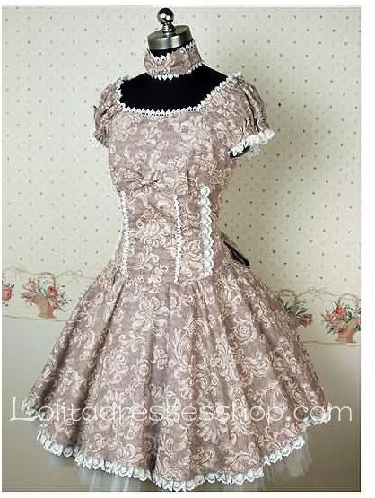 Grey Cotton Short Sleeve classic Lolita dress