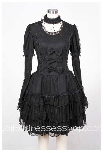 Red Black Short Sleeve Lace Gothic Lolita Dresses