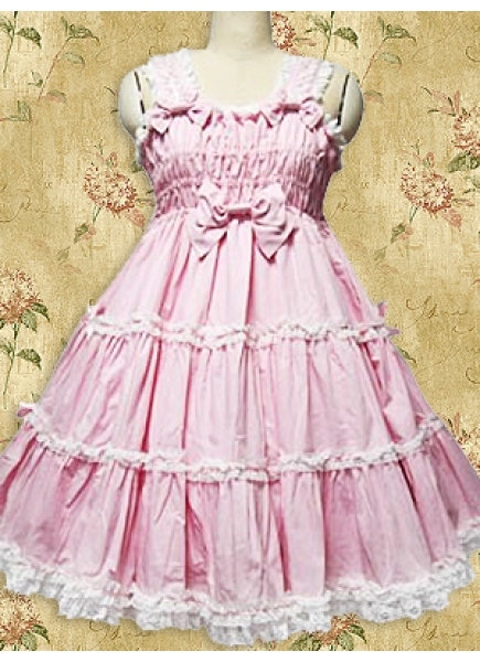 Scalloped-Edge Ruffles Knee-length Cotton Lolita Dress