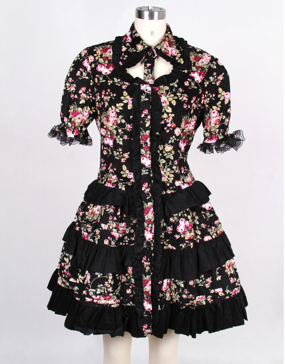 Square-collar Long Separable Sleeves Bow Gothic Lolita Dress