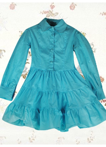 Turndown Collar Long Sleeves Pleated Sweet Cotton Lolita Dress