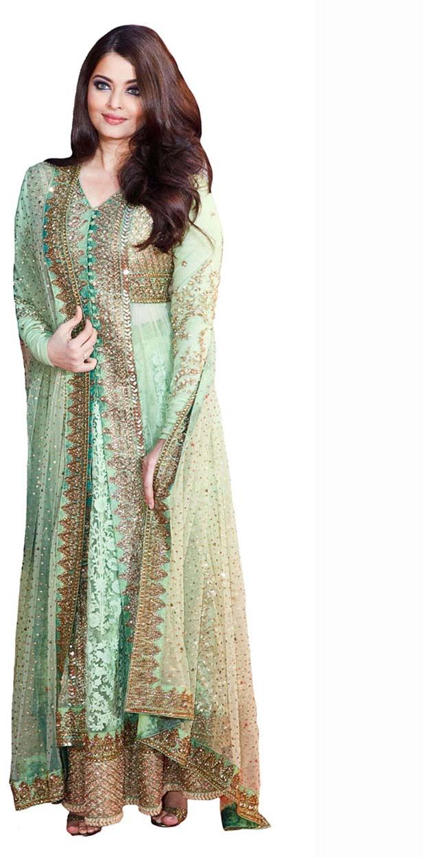 Aishwarya Light Green Anarkali Long Suit