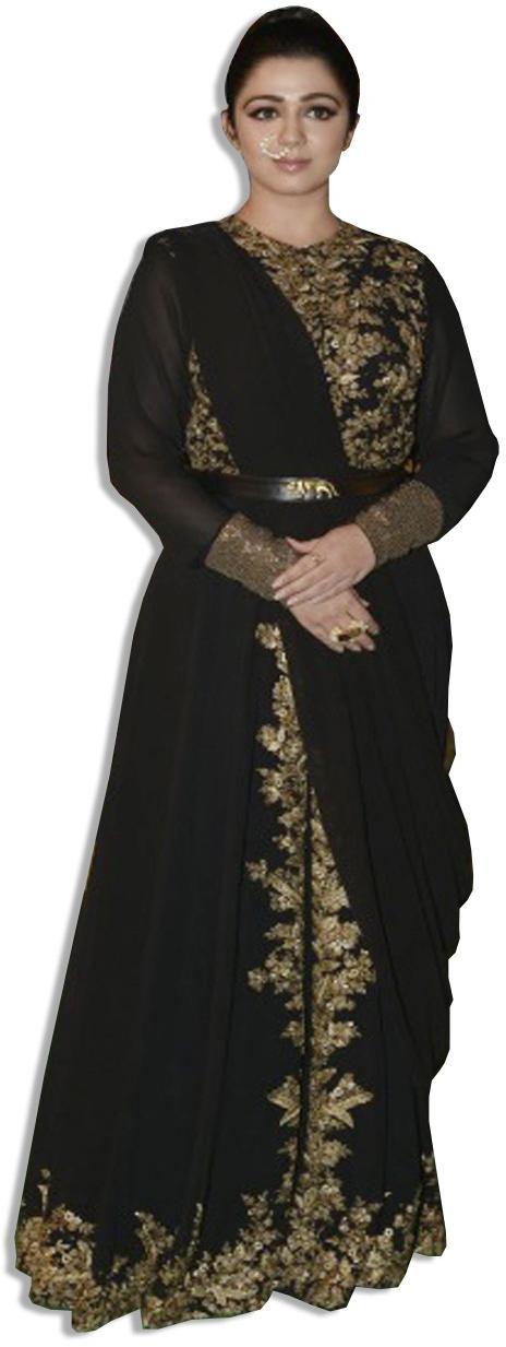 Black and Gold Embroidered Saree