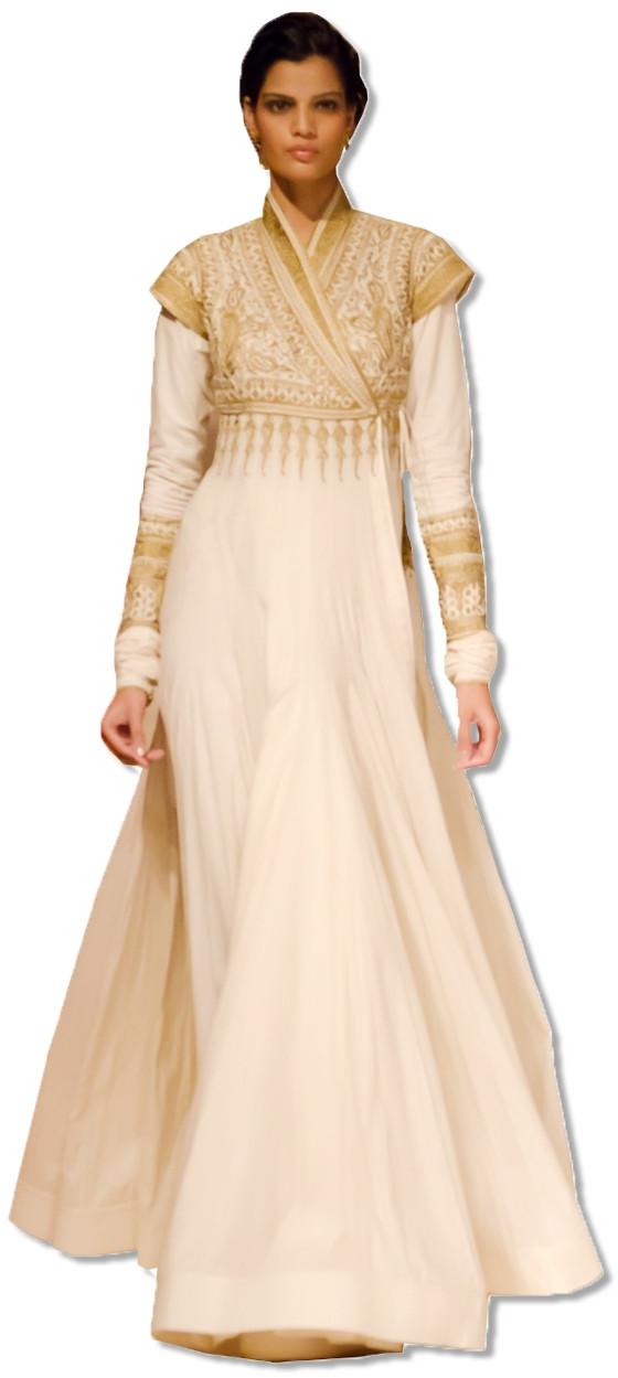 White Floor Length Dress Embroidered