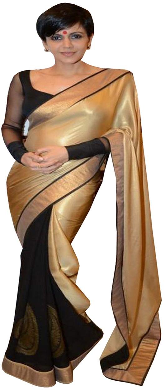 Mandira Bedi Golden Black Saree