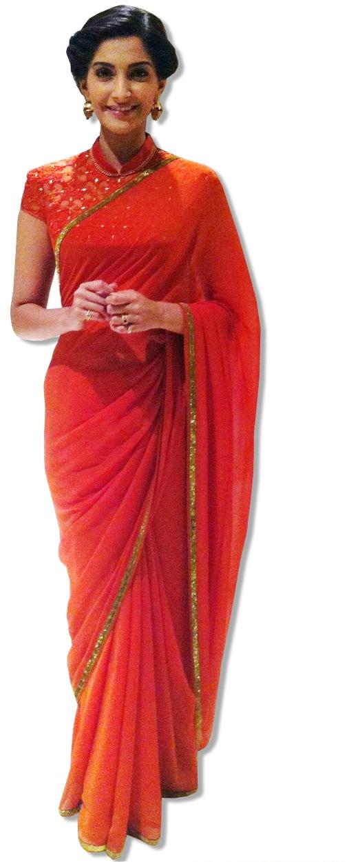 Sonam Kapoor Red Sizzling Sari