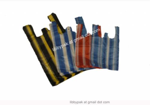 China HDPE Stripe T-Shirt Grocery Bag in Different Colors Manufacturer and  Supplier