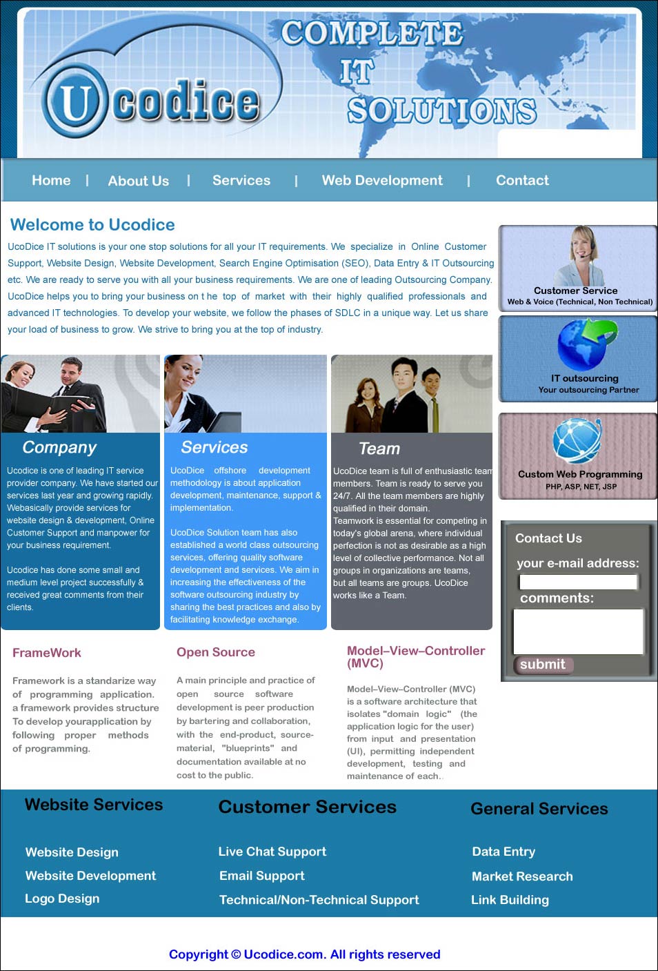 Website Designing, Website Development, Customer Support Services