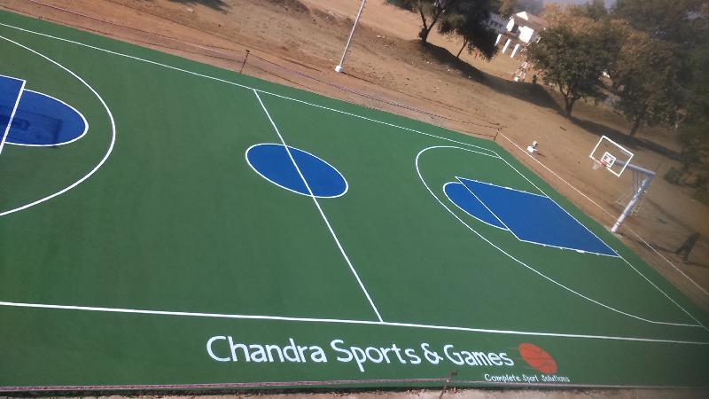 Synthetic basketball court