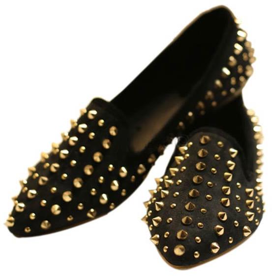 Fabulous Round Toe Spikes Decoration Loafers For Women