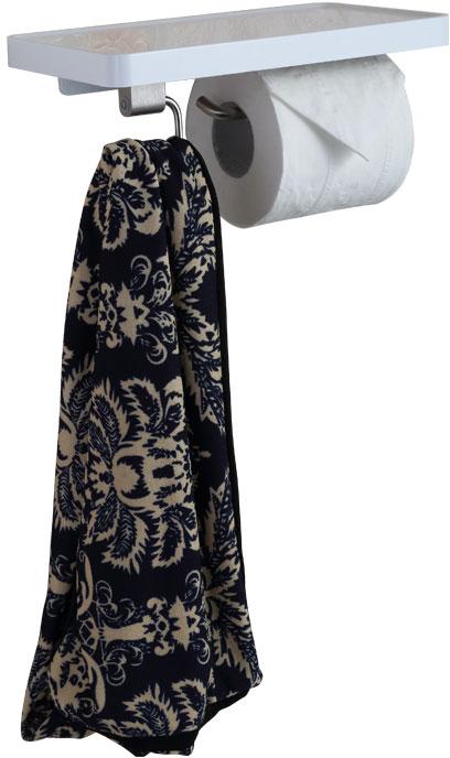 Bathroom Paper Roll Holder With Shelf and Hook