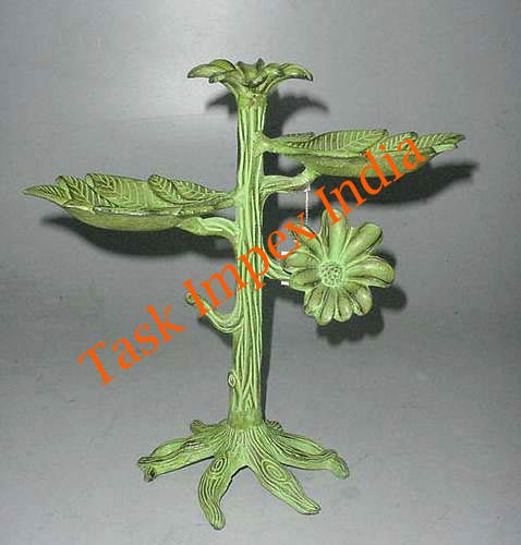 Twig Green Patina Pillar Holder