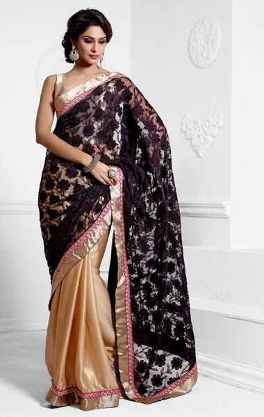 Indian Treasures Choclate Embroidered Saree