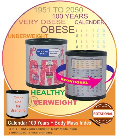 Calendar 100 Years Plus Body Mass Index Pen Stand
