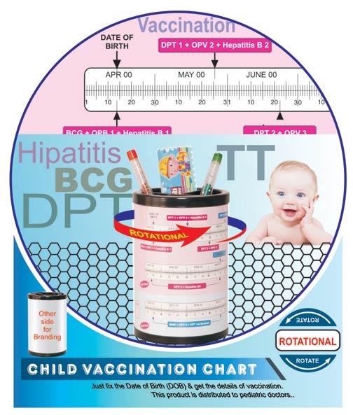 Child Vaccination Chart Pen Stand