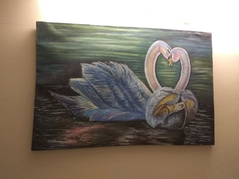 Swan Oil Painting, Style : Classical