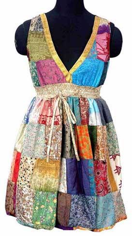 100% Silk Vintage Sari Patch Tops VSG-1062