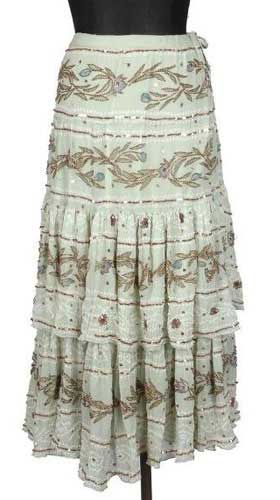 Georgette Bandhani Embroidered Hand Brush Painted Skirt- Code- Sk-14