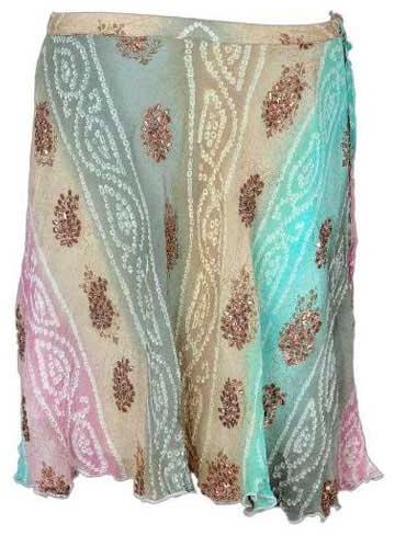 Georgette Bandhni Tie Dye Embroidered Short Skirt- Code- Sk-48b