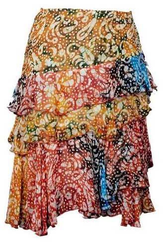 Georgette Wax Print(batik)frilled Skirt- code- Sk-11