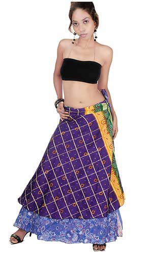 Kariza Silk Wrap Skirt Reversible Wrap Skirt VSWS-03
