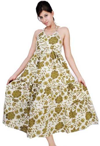 Printed Cotton Halter Maxi Dress