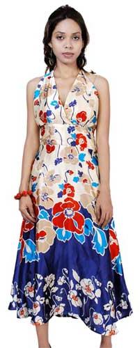 Satin Blend Polyester Halter Dress