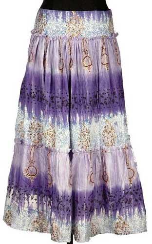 Silk Habutai Tie Dye Hand Stampeda Skirt