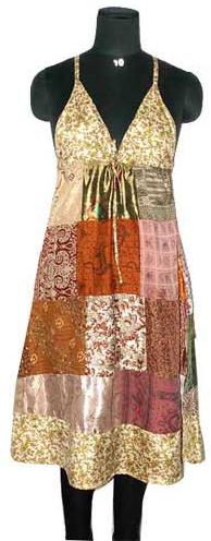 Vintage-Indian-Sari-Patch-Ladies-Dress