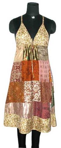 Vintage Indian Sari Patch Ladies Dress PD-016