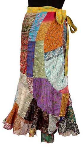 Vintage Saree Patch Banana Wrap Skirts- Code- Vsg-1076