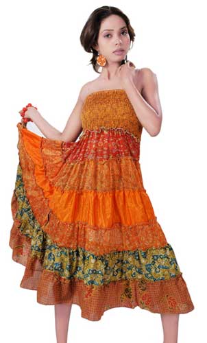 Vintage Sari Bustier Dress VSG-02