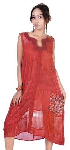 Vintage Silk Sari Patch Dress LEC-23A