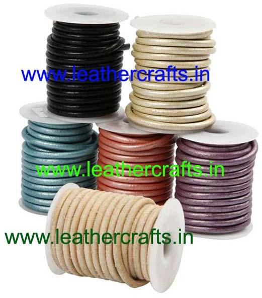 Round Leather Cords, for Binding Pulling, Technics : Machine Made