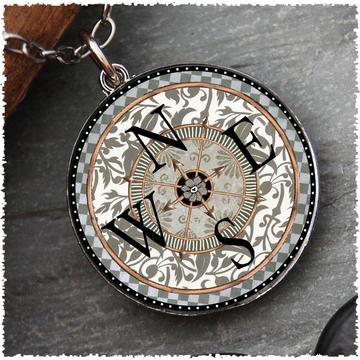 Compass Reversible Circular Pendant