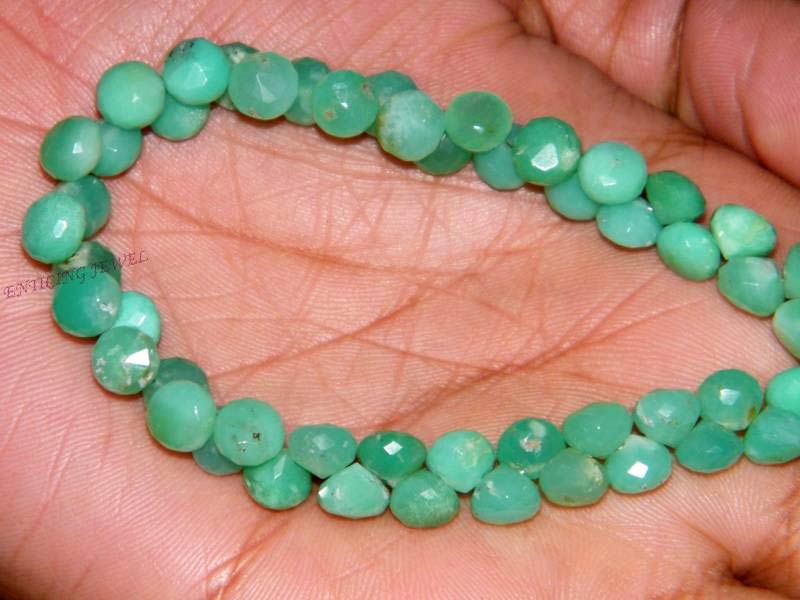 Natural Green Chrysoprase Faceted Onion Beads