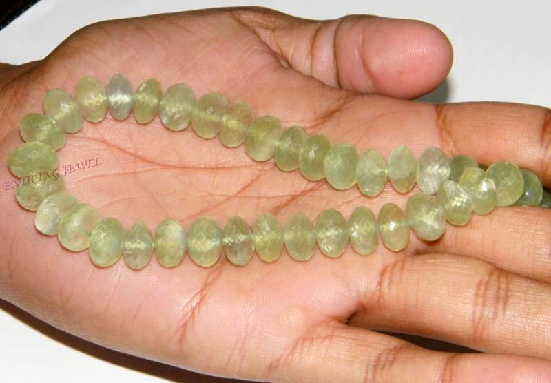 Prehnite Faceted Roundelle Beads