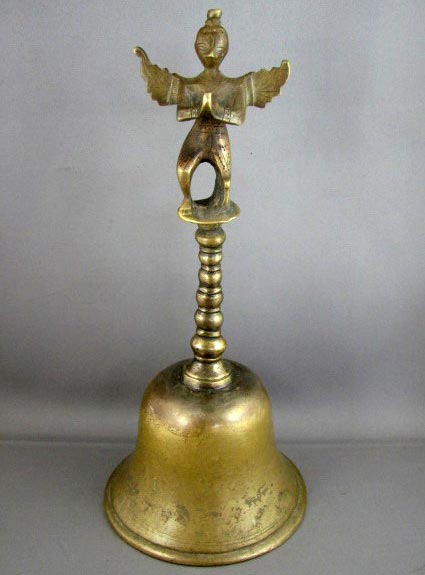 Brass Hindu Temple Bell Garuda Mounted Rare