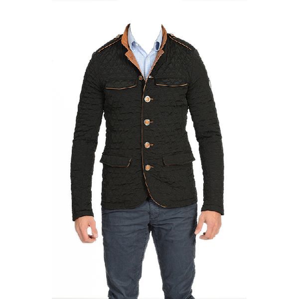 Men Black Quilted Coat