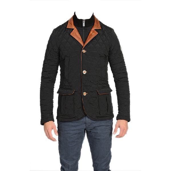 Men Blue Quilted Coat
